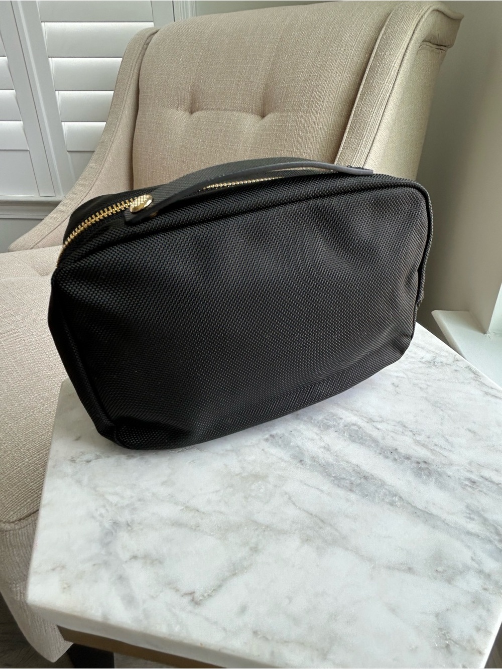 TUMI Alpha 3 Black and gold ballistic nylon split Kit toiletry bag - Picture 3 of 7